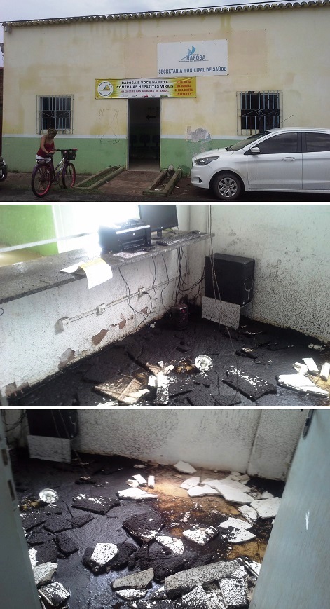 Local onde funcionava a secretaria de Saúde ficou destrupido com o desabamento do teto do imóvel…