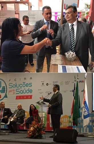 Governadores Flávio Dino e Rui Costa durante o Feira de Soluções para a Saúde na Bahia