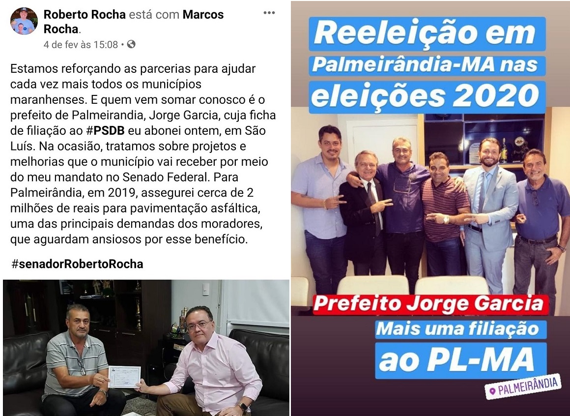Prefeito filiou em fevereiro no PSDB do senador Roberto Rocha, e em março, filiou no PL de Josimar...
