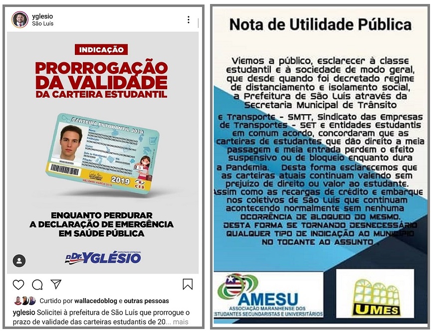 ssim que o parlamentar fez a publicação as entidades lançaram uma nota desmentindo...