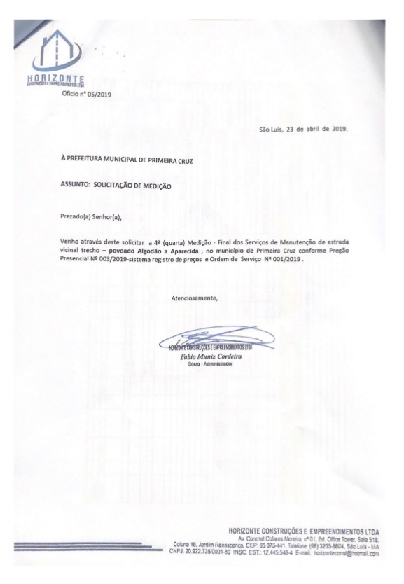 Ofício fraudado fala da 4ª medição que nunca aconteceu...