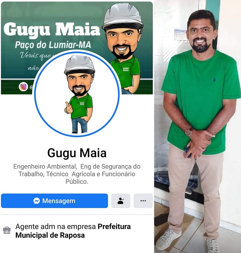Trabalha na prefeitura de Raposa e mora em Paço do Lumiar...