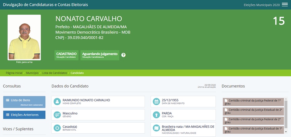 Irmão do ex-prefeito que aparece no registro de candidatura...