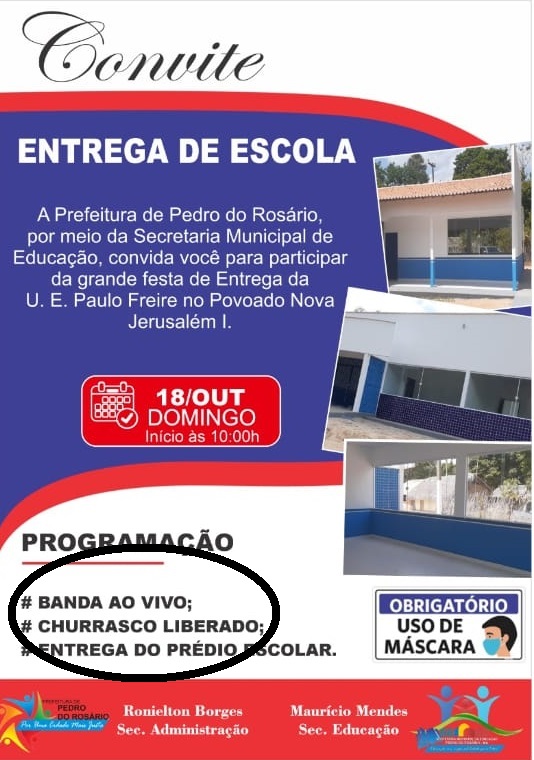 Convite da inauguração foi divulgado pelos aliados do prefeito em redes sociais...