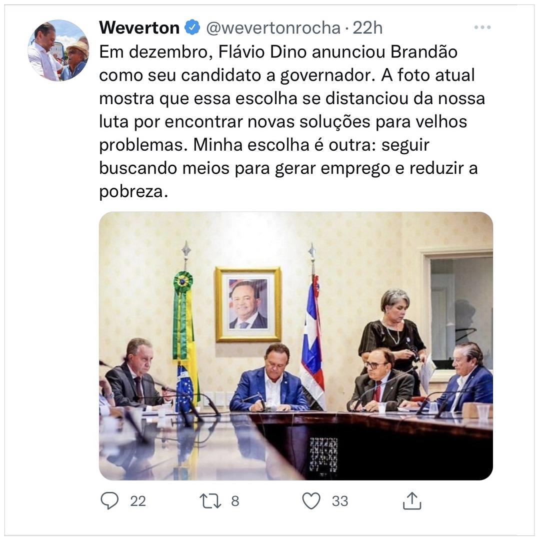 Senador maranhense atacou a idade dos secretários do governador Brandão por meios as redes sociais…