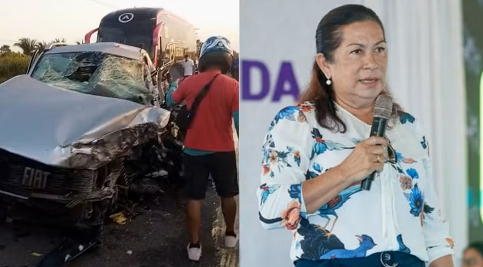 Primeira-dama de Carutapera (MA) morre em acidente entre carro e ônibus 