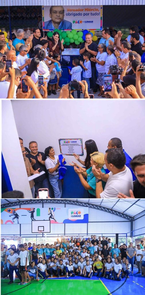 Prefeito Fred Campos inaugura Quadra Poliesportiva em homenagem do Vereador Miércio Martins e Sala de Informática em Paço do Lumiar