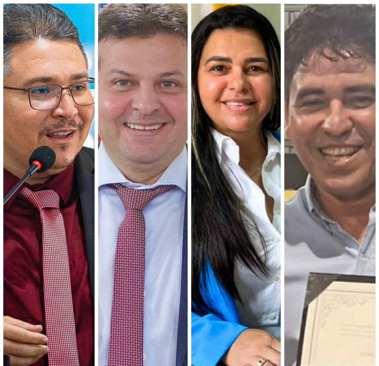 Na sequência: presidente da Câmara Thiago Braz, Marcelo Freire, Monamara e Adailson todos eleitos com mais de mil votos