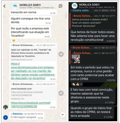 Print do grupo criado por servidores o qual Inácio pede para ser investigado pela Corregedoria.