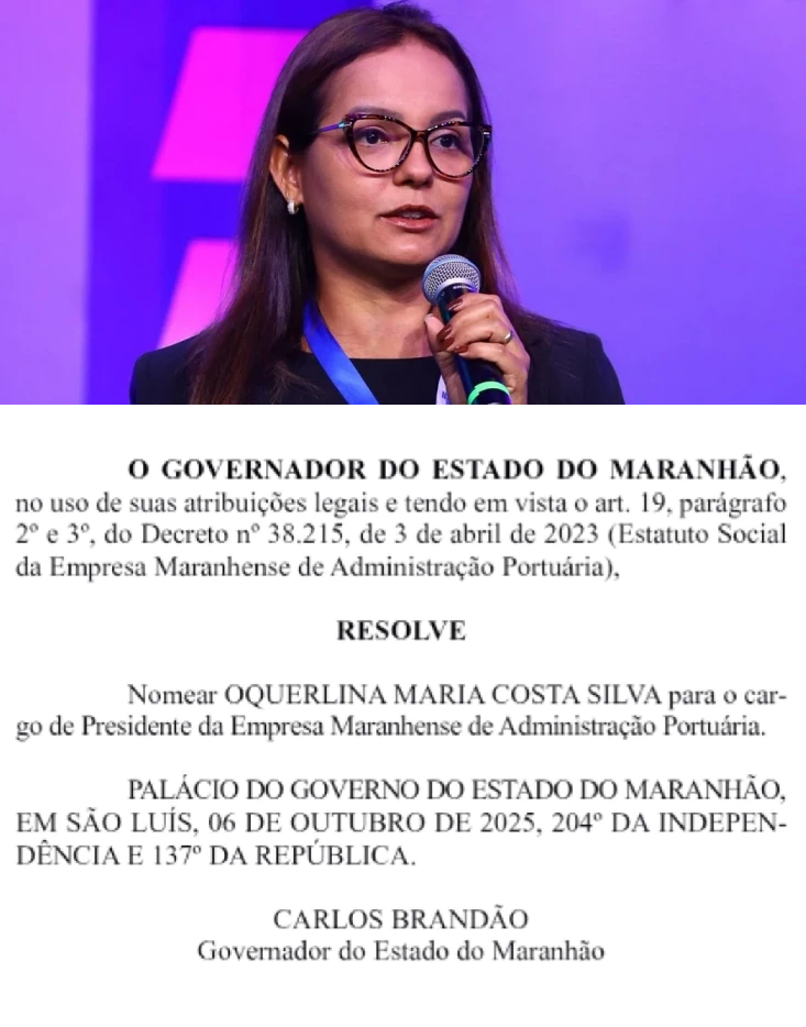 Ato de nomeação de Orquelina Maria Costa Silva publicado no Diário Oficial do Estado nessa segunda-feira (06).