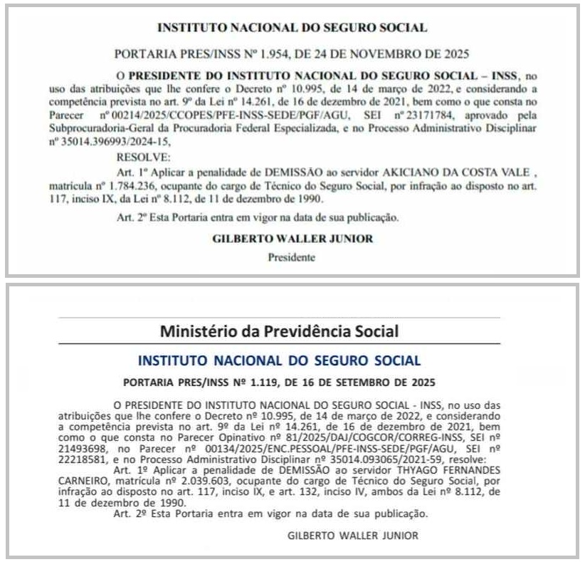 Akiciano foi demitido em novembro de 2025; e Thyago Fernandes em setembro de 2025.
