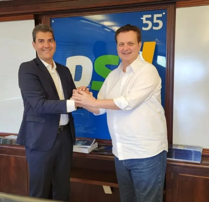 Foto de Braide e Kassab na ocasião da filiação do prefeito de São Luís no `PSD.