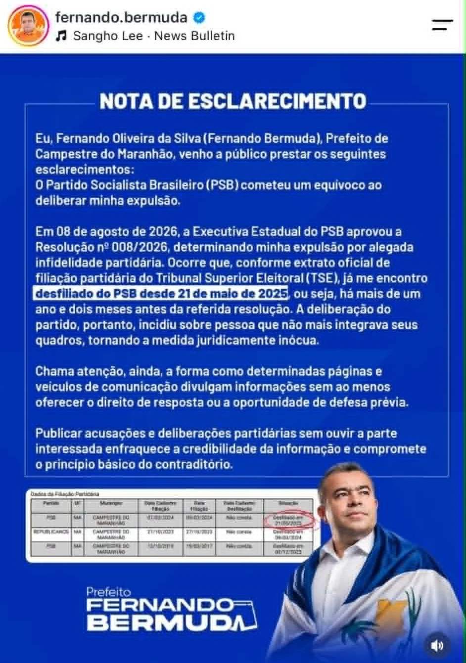 "Fernando Bermuda" diz que expulsão do partido não passa de factoide. 