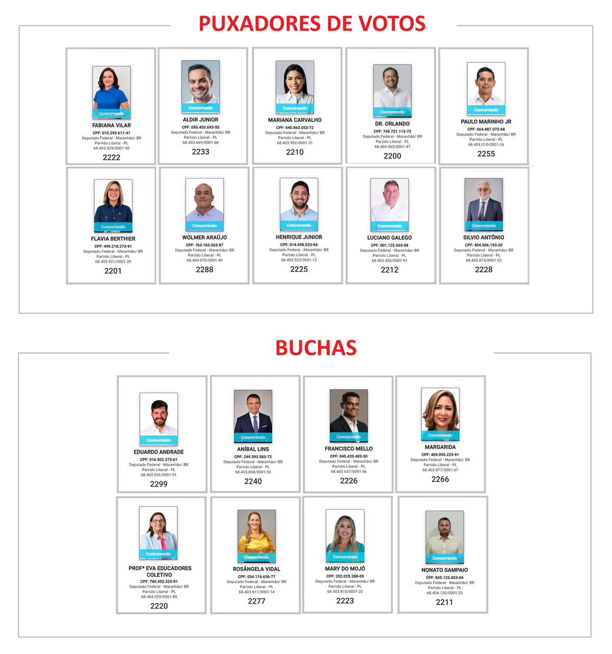Relação dos candidatos a deputados federais do PL nestas eleições…
