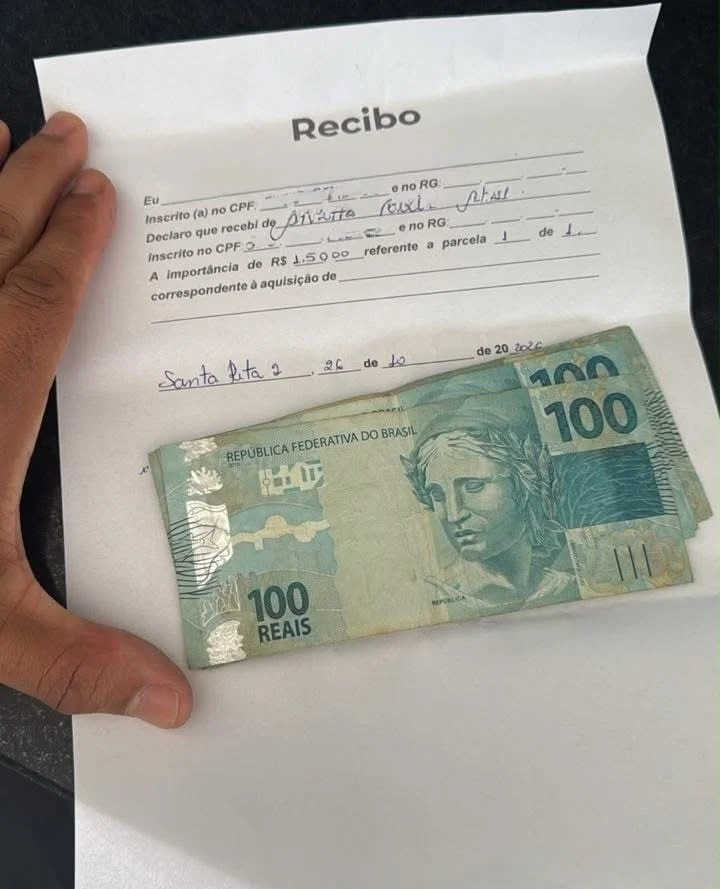 Recibo entrado pela PF durante a operação.
